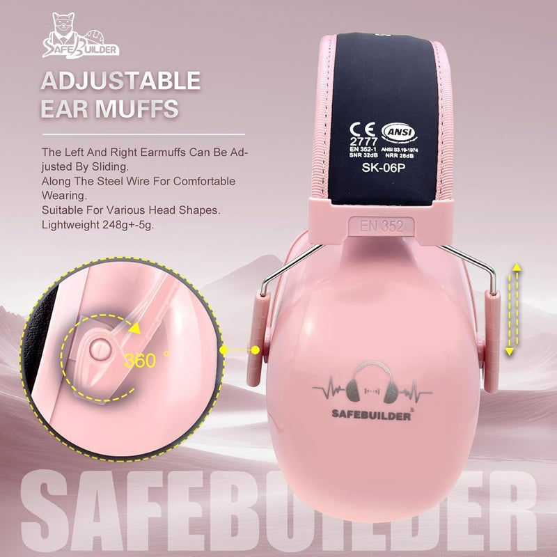 SAFEBUILDER Ear Protection Ear muffs Noise Reduction NRR 28dB Adjustable Hearing Protection for Working Mowing SK-06P - Image 5